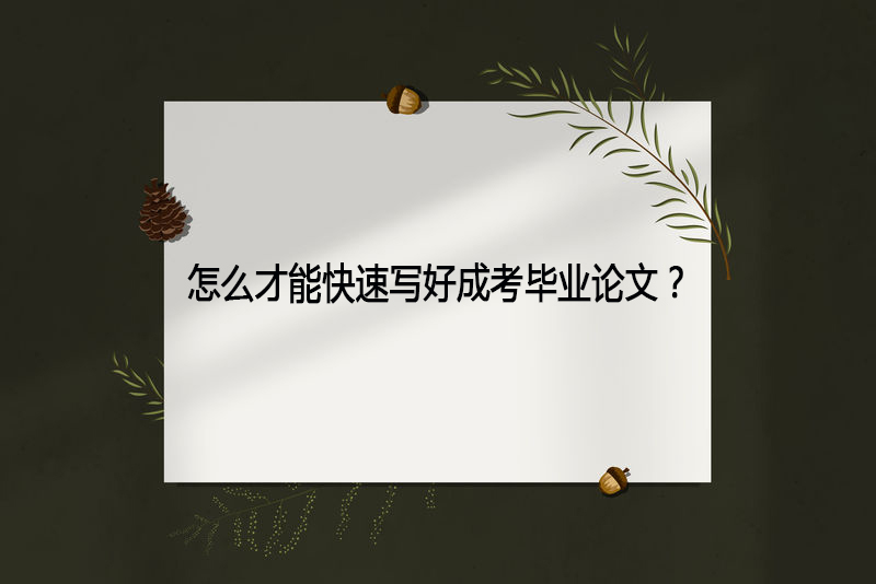 怎么才能快速写好成考毕业论文？